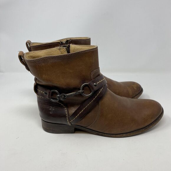 Frye Boots Womens Size 8.5 Brown Leather Harness Ankle Riding Western - Picture 6 of 12